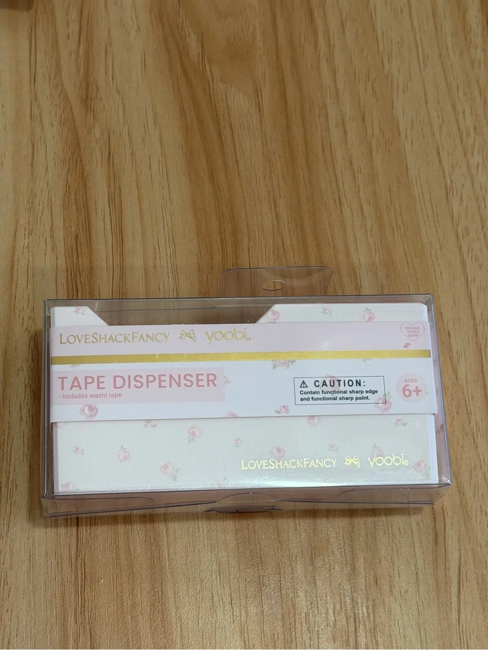 LoveShackFancy x Target Floral Tape Dispenser - White with Pink Roses